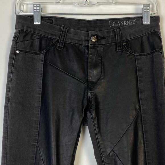 BLANKNYC CRUNCHY LICORICE SKINNY FAUX LEATHER JEANS SIZE 27 - Picture 4 of 12